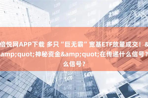 倍悦网APP下载 多只“巨无霸”宽基ETF放量成交！"神秘资金"在传递什么信号？